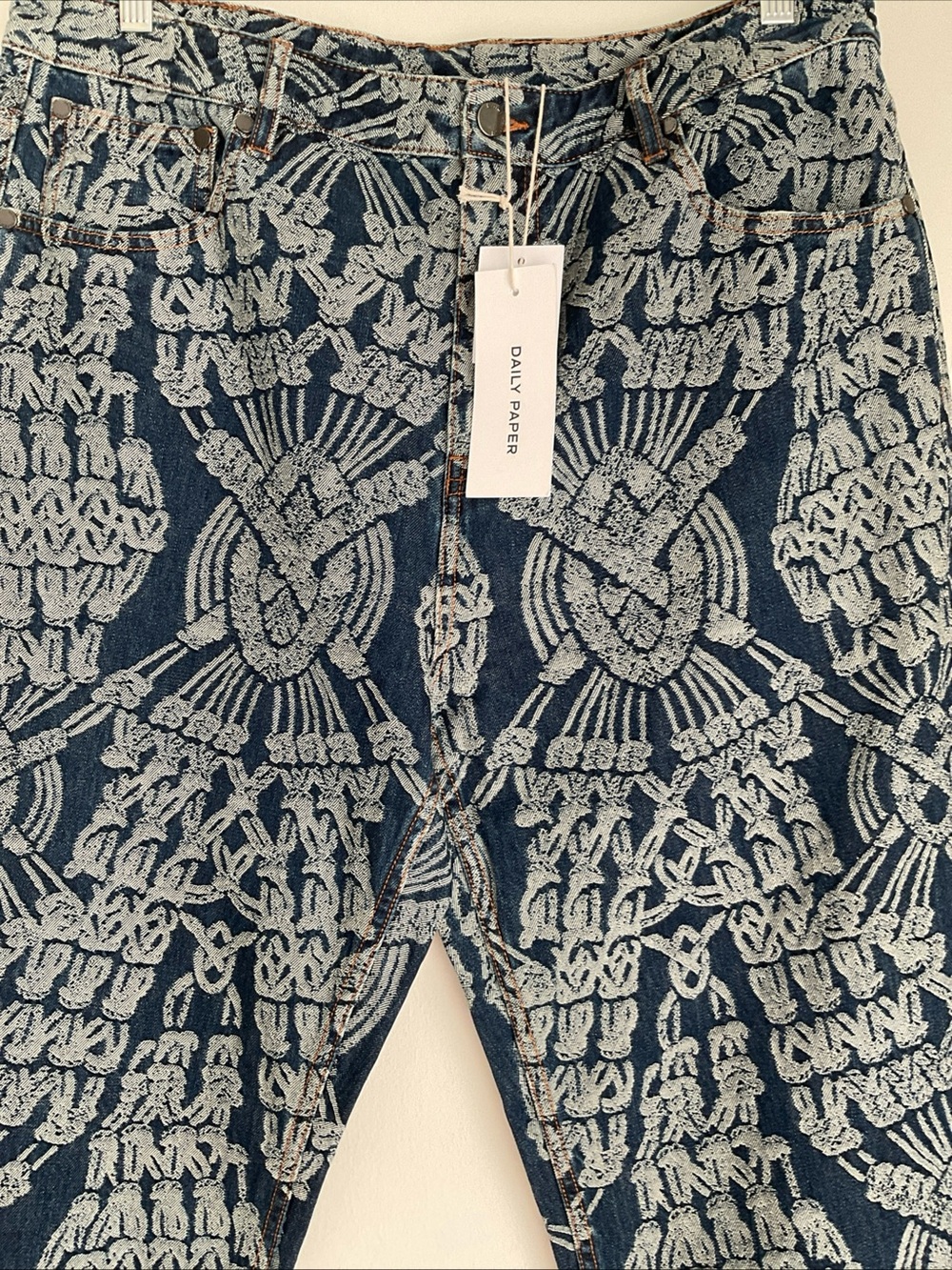 DAILY PAPER BRAND MACRAME AMBA LOGO JEANS L 36x32 NWT